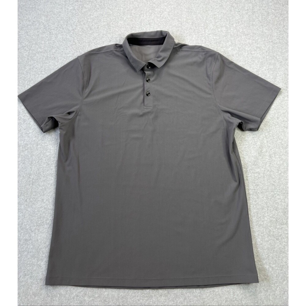 Lululemon Polo Men's XL Gray Herringbone Short Sleeve Tech Golf Casual Preppy